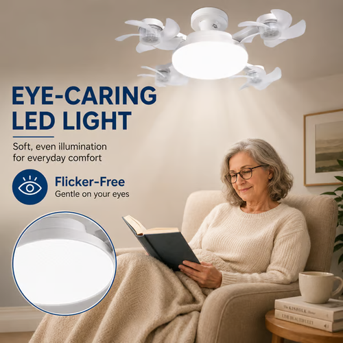 🔥LAST DAY 50% OFF -💡 2-in-1 Energy-Saving Fan Light｜Cool Air + Soft Light in One🌀